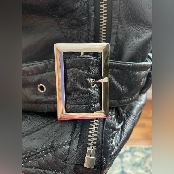 Flight Path Women’s Leather Patchwork Biker Bomber Flight Motorcycle Jacket Coat - Picture 6 of 10